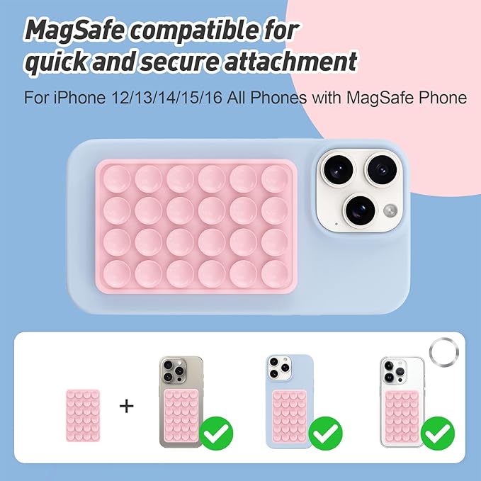 Magnetic Suction Phone Mount for MagSafe Case,Silicone Octob Cup Buddy Sticky Phone Grip Holder for iPhone,Removable Hands-Free Selfie/Video for TikTok & Instagram Influencer/Creator (Bright Yellow)