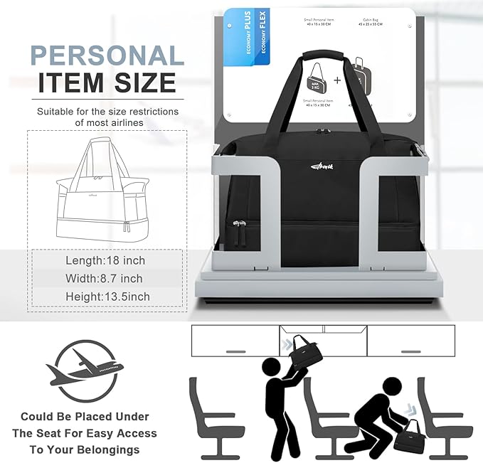 ETRONIK Gym Bag for Women, Personal Item Travel Bag with Shoes Compartment, Weekender Overnight Duffel Bag with Wet Pocket, Carry On Bag for Women, Travel, Gym, Weekend