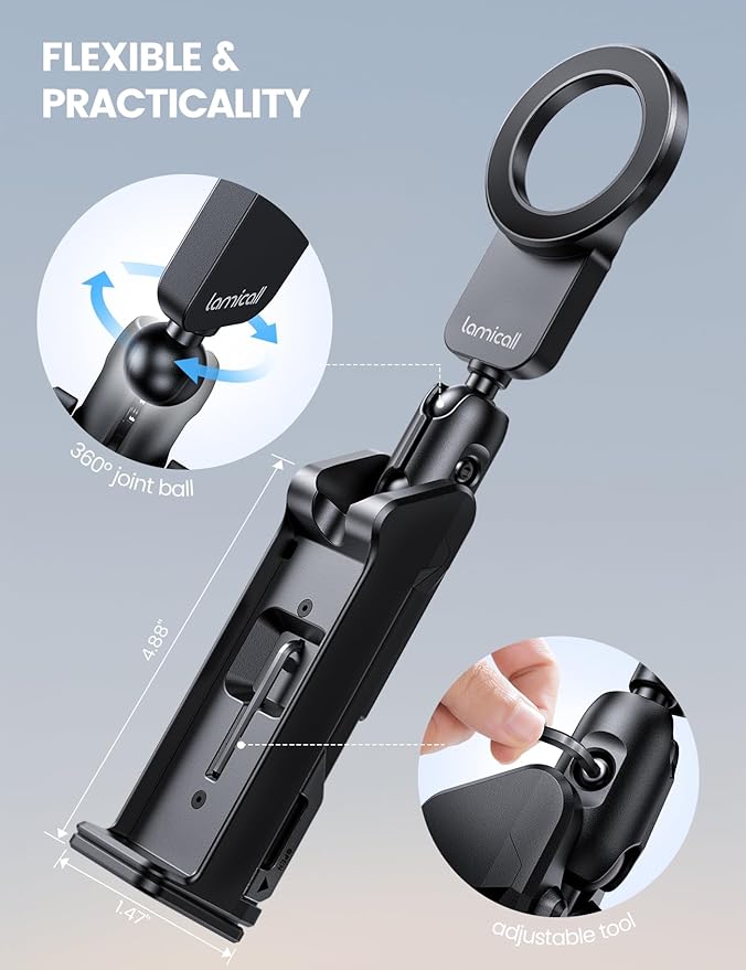 Lamicall for Magsafe Airplane Phone Holder, Airplane Travel Essentials for Flying Plane, Handsfree Airport Phone Mount Long Flight Must Haves for Woman Man Fits iPhone 17 16 15 14 Pro Max Series