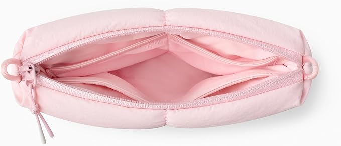 Comfyable Puffy Electronics Organizer Travel Case, Cute Tech Pouch for Women Men, Cable Storage Bag for Charger, Phone, Power Bank, Cord, Compact Tech Accessories Pouch, Light Pink