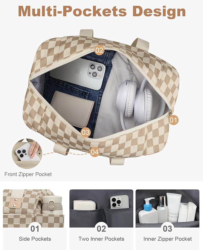 Pritent Travel Duffle Bag, Waterproof Weekender Overnight Hospital Bags for Women Men with Toiletry Bag Lightweight Carry on Personal Item Duffle Gym Bag for Travel, Airplanes, Sports