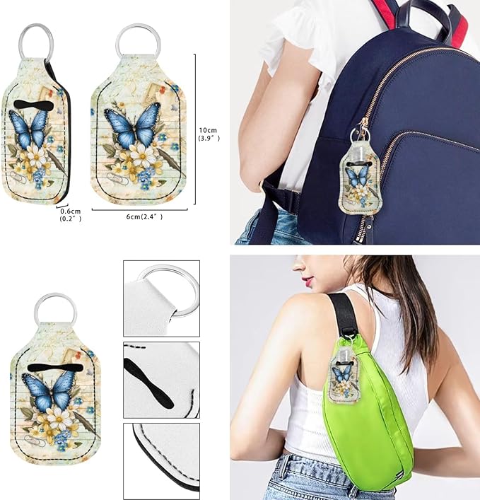 Suobstales 3Pcs Travel Bottles Keychain Holder Set,Travel Bottle Sleeves+Neoprene Chapstick Holders+Lanyard Keychain