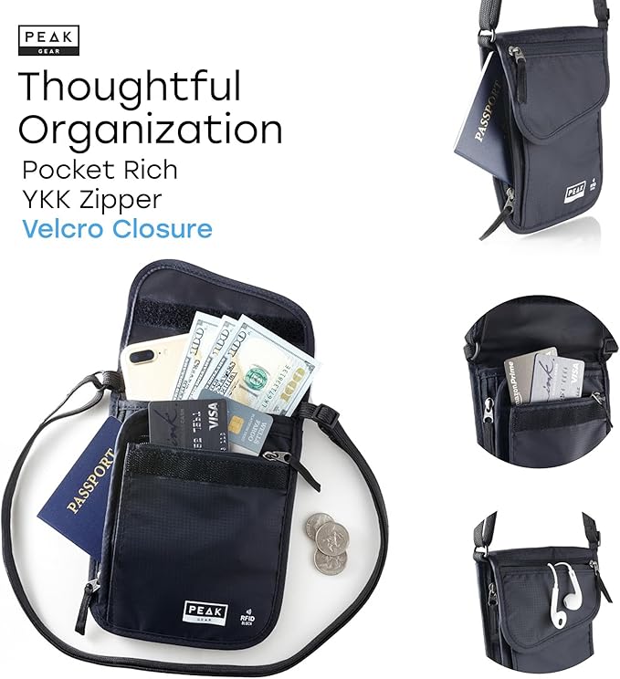 Travel Companion Combo - Hidden Travel Money Belt + Neck Wallet (Gray, Bundle)