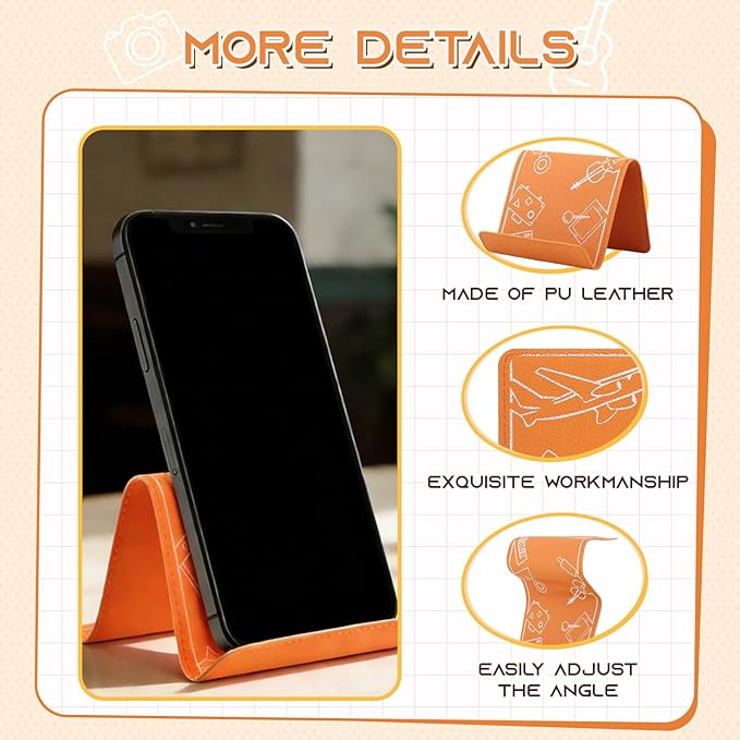 Airplane Phone Holder, Travel Essentials Flexible Phone Holder, Folding Cellphone Stand for Desk, Bed, Office, Treadmill - Airplane Gadgets for Long Travel Accessories(Orange)