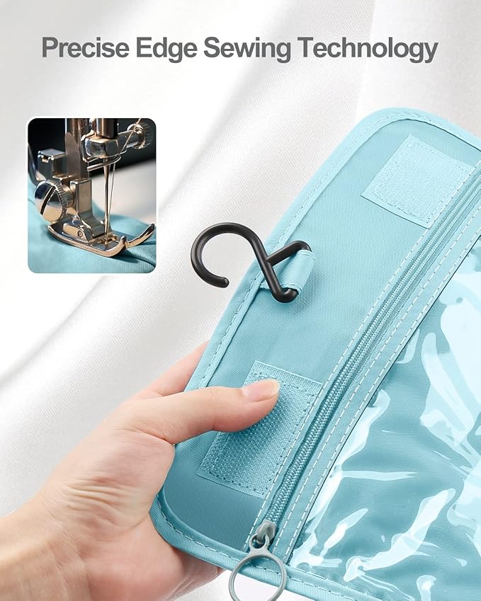 Luxtude Small Hanging Toiletry Bag for Women, Water-resistant Travel Toiletry Bag with Hanging Hook, Portable Toiletry Travel Organizer Bag for Toiletries, Shower, Bathroom, Cosmetics etc.(Blue)