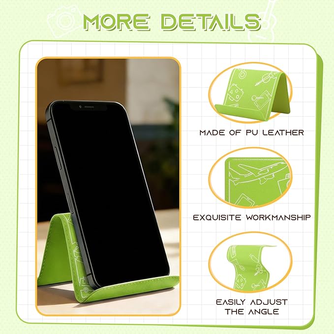 Airplane Phone Holder, Travel Essentials Flexible Phone Holder, Folding Cellphone Stand for Desk, Bed, Office, Treadmill - Airplane Gadgets for Long Travel Accessories(Green)