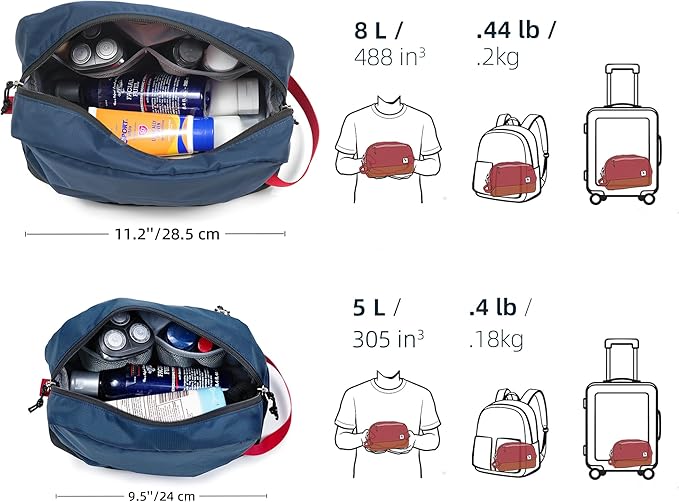 Travel Toiletry Bag For Women, 8L Large Packing Cube with Waterproof TPU Wet/Dry Compartment