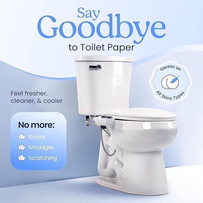 CLEAR REAR Bidet Attachment for Toilet Seat -Non-Electric with Self Cleaning Nozzles, Leak Proof Connectors, Adjustable Water Spray, Rear & Feminine Wash - Toilet Bidet Upgrades (Cold & Warm Water)