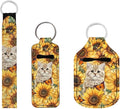 Suobstales 3Pcs Travel Bottles Keychain Holder Set,Travel Bottle Sleeves+Neoprene Chapstick Holders+Lanyard Keychain