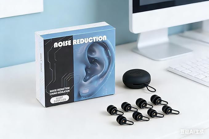 Ear Plugs for Sleeping, VOTTOUCC Side Sleeper Silicone Earplugs, Noise Reducing, Soft for Sensitive Ears, Reusable, 4 Pairs S/M/L with Case