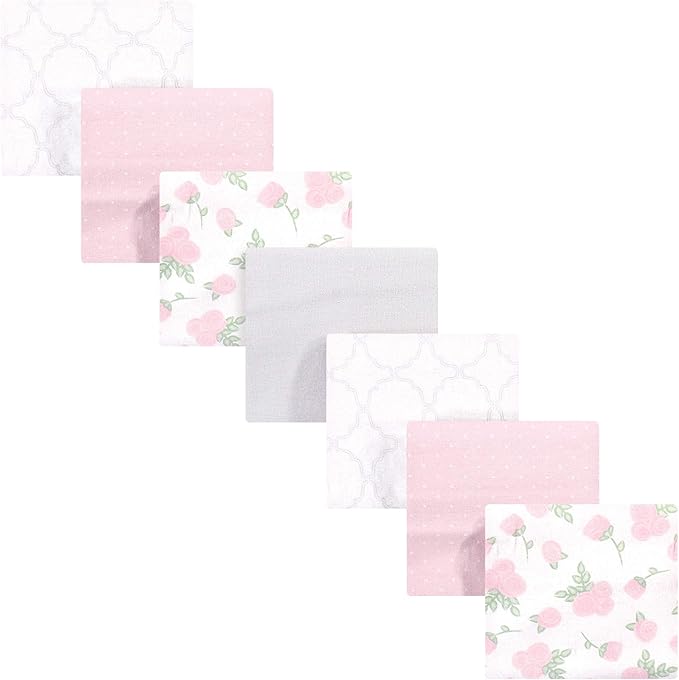 Hudson Baby Unisex Baby Cotton Flannel Receiving Blankets Bundle, Pink Rose, One Size