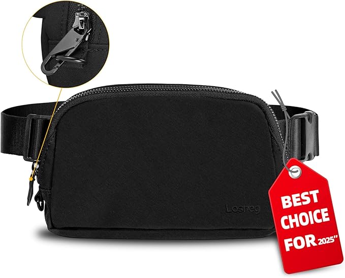 Anti-Theft Fanny Pack for Women & Men, Lightweight Secure Crossbody Waist Bag with Anti-Slip Adjustable Strap for Travel, Hiking, Running, Water-Resistant Belt Bag, Everyday Essentials Organizer Black