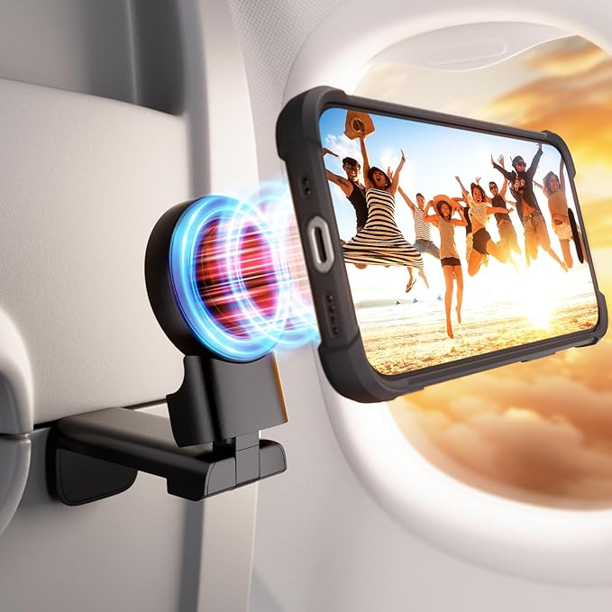 Klearlook for Magsafe Airplane Phone Holder for Flying, Hands-Free 360° Rotation for MagSafe Accessories, Magnetic Holder for iPhone 12-17, Travel Accessories Must Haves