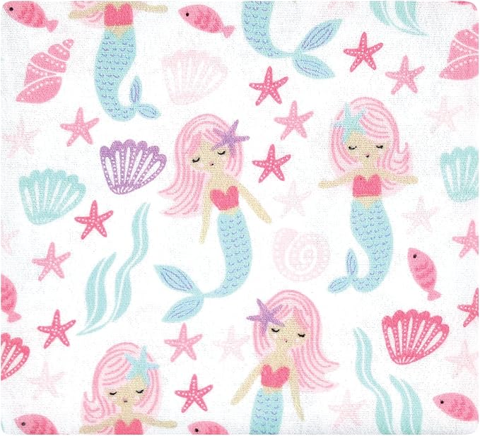 Hudson Baby Unisex Baby Cotton Flannel Receiving Blankets Bundle, Mermaid, One Size