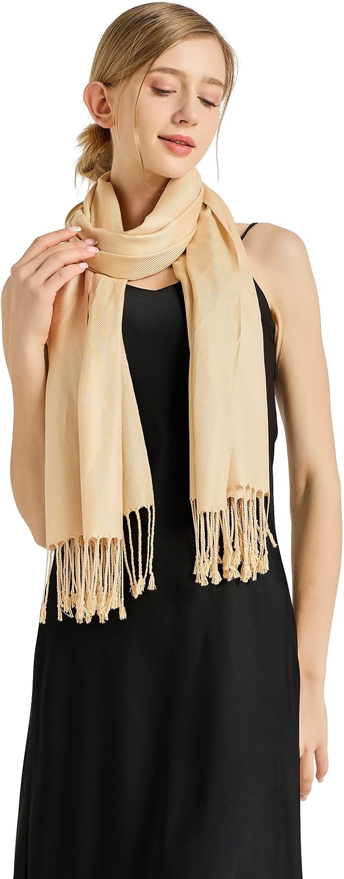Soft Silky Pashmina Shawl Wraps Solid Colors Scarf for Wedding Evening Dresses