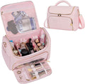 GR69N Travel Toiletry Bag Large Cosmetic Makeup Bag Organizer for Women,Wide-open Make Up Bag Waterproof Makeup Case Travel Bag with Handle and Dividers for Toiletries,Essentials,Accessories,LT Pink