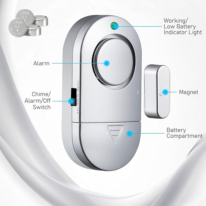 Window Door Alarm, Toeeson 120db Pool Alarm for Door, Door Security Alarms for Home