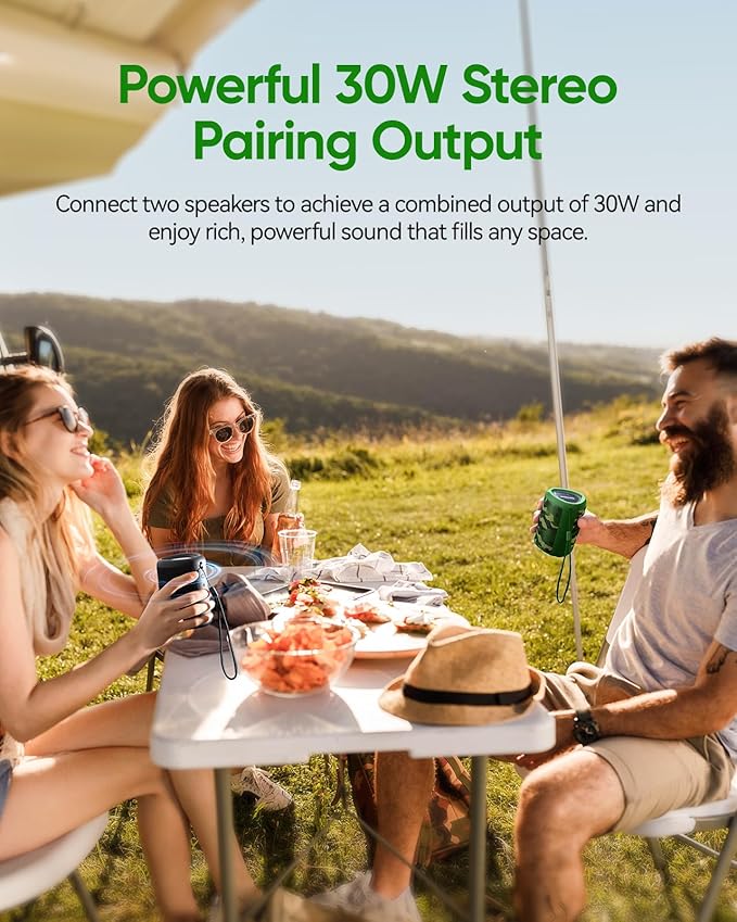 Portable Bluetooth Speaker Beach Essentials: Powerful Crystal Clear Sound/Dynamic Light/IPX5 Waterproof/All Day Playtime/Wireless BT 5.3/TWS Paring, Mom Gifts, Outdoor|Travel|Camping|Pool Accessories