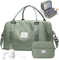 Vacuum Travel Bag for Women with Air Pump, Personal Item Carry on Bags with Seal Compression Pocket for Airlines, Weekender Overnight Bag for Women with Toiletry Bag，Green