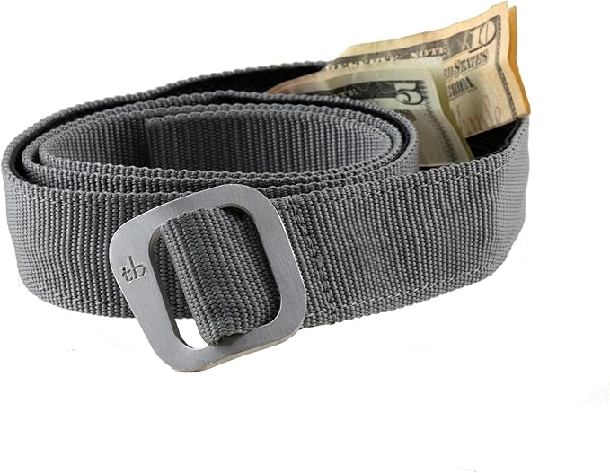 Dakota Travel Money Belt with Hidden Zipper by Thomas Bates (Graphite, Big & Tall)