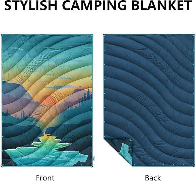 Camping Blanket,Lightweight Puffy Printed Camping Blanket Packable Outdoor Blanket for Camping,Traveling, Stadium, Hiking, Picnics