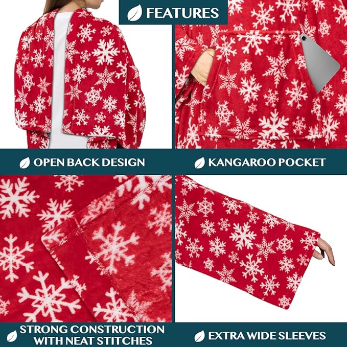 PAVILIA Blanket with Sleeves for Adult Women Men, Soft Warm Wearable Blanket Fleece Wrap Throw, Robe Blanket Gift