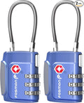 Fosmon TSA Approved Cable Locks for Luggage, Suitcase Locks with Push Release Button, 3 Digit Long Shackle Combo Wire Locks for Backpack, Gym Locker