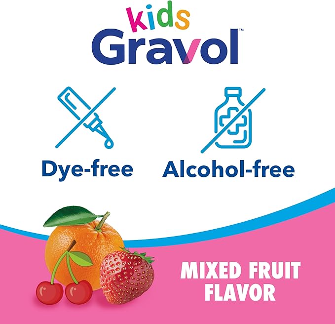Gravol Kids Liquid for Motion Sickness Relief and Nausea Prevention, 2.5 fl oz (75 ml) (Pack of 2)