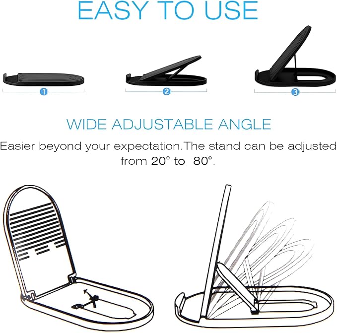 Cell Phone Stand [6 Pack], Adjustable Desktop Phone Holder for Desk, Foldable Travel Accessories, Portable Multi-Angle Dock Compatible with iPhone 17 16 15 14 Pro Max, Kindle, All Smartphones - Black