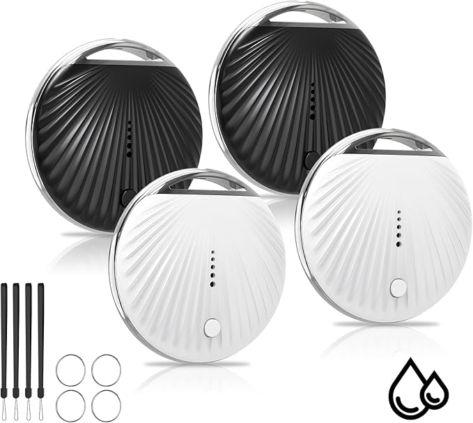 Air Tracker Tags-4 Pack, [MFi Certified] Smart Tag, Pet Bluetooth Tracker for Apple Find My, IP68 Waterproof,Replaceable Battery, Key Finder and Item Locator for Keys, Luggage, Pets, Wallet (iOS Only)