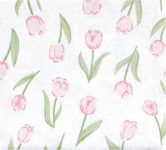 Hudson Baby Unisex Baby Cotton Flannel Receiving Blankets Bundle, Pink Tulips, One Size