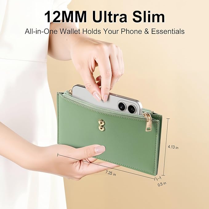 Travelambo Leather Wallets for Women Slim RFID Blocking Bifold Credit Card Holder Wallet