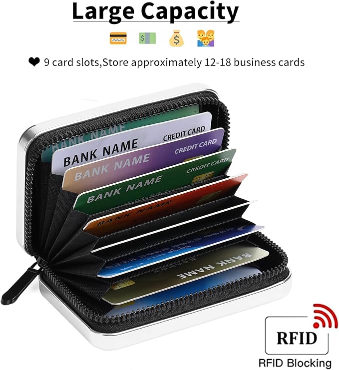 Credit Cards Holder for Women RFID Blocking Aluminum Zipper Wallet Business Card Case Metal ID Case for Men