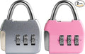 Small Combo Lock, 3 Digit Padlock Combination Luggage Locks, Travel Suitcase Lock with Code, Combination Padlock for Mini Locker, Bag, Tool Box, Backpack Zipper (Silver+Pink, 2-Pack)