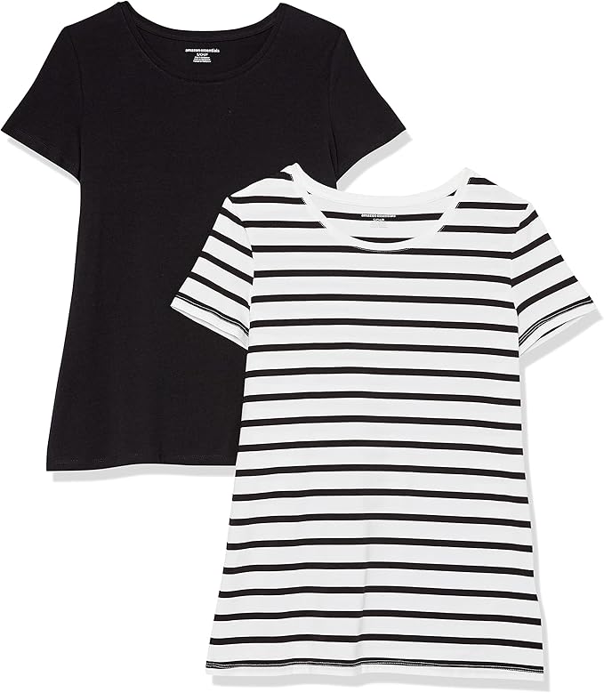 Amazon Essentials Women's Regular-Fit Short-Sleeve T-Shirt (Crewneck and V-Neck Options), Multipacks