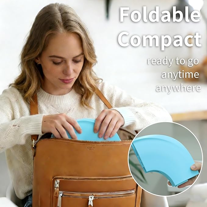 Funbliss Foldable Travel Potty Seat for Toddlers - Portable Folding Toilet Training Seat for Toddlers with Safety Suction Cups, Includes Storage Bag - Essential for On-the-Go Potty Training,Blue