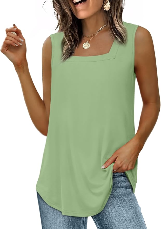 WIHOLL Women's Square Neck Tank Top