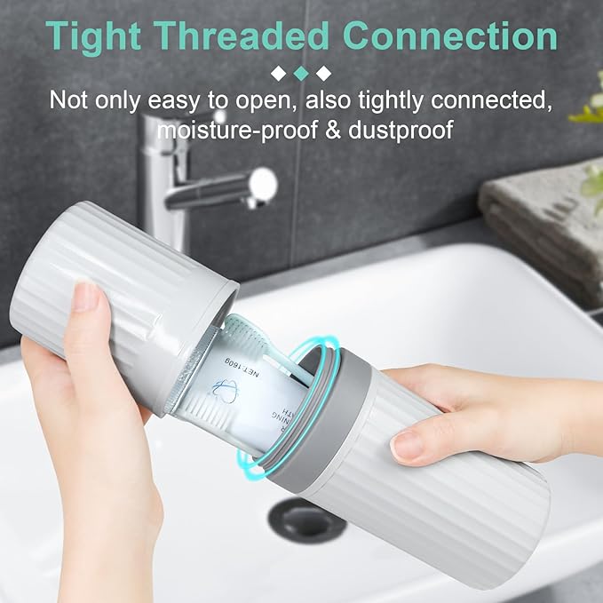 Mulbozy Travel Toothbrush Holder, Large Travel Toothbrush Cup Case, Portable Travel Toothbrush Toothpaste Makeup Storage for Business Trip Camping School - Gray