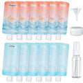 PACKISM 15 Pack Travel Pouches for Toiletries, 3 oz TSA Approved Liquid Containers, Leak Proof Squeeze Bags for Cruise & Camping, Space Saving Refillable Carriers, Colorful Mountain Cruise Ship