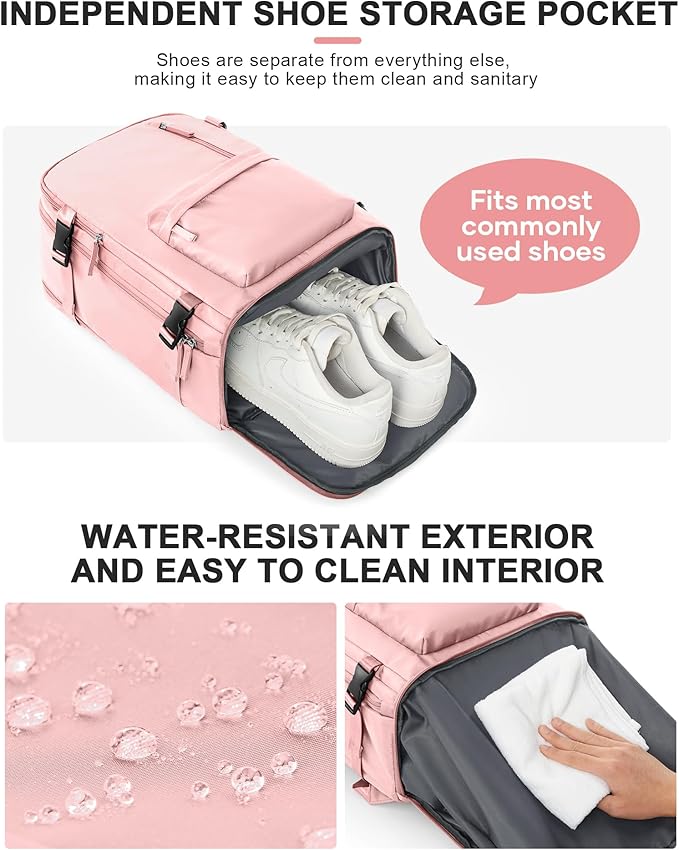 VGCUB Large Travel Backpack Bag for Women Men,Carry on Backpack,17 Inch Laptop Business Work Waterproof Backpack with Laptop Compartment,Person Item Flight Approved,Mochila de Viaje,Pink