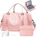 Vacuum Travel Bag for Women with Air Pump, Personal Item Carry on Bags with Seal Compression Pocket for Airlines, Weekender Overnight Bag for Women with Toiletry Bag，Pink