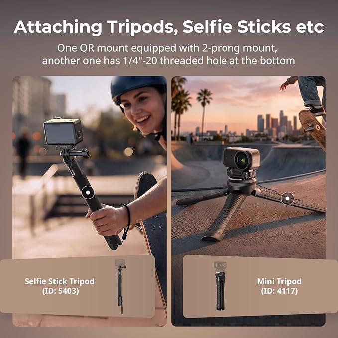 SmallRig Action 6 / Nano Magnetic Quick-Release Adapter Mount for DJI Osmo Action 6 / Osmo Nano, 2 PCS with 2-Prong Mount & 1/4"-20 Threaded Hole, for Tripod/Selfie Stick