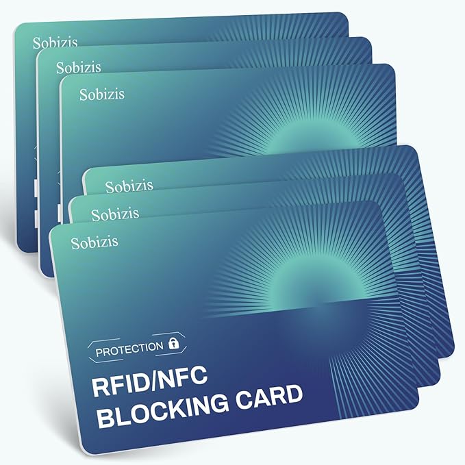 RFID Blocking Cards,Contactless NFC Debit Credit Card Passport ID Card Protector,Slim RFID Card Blocker for Wallet Safe Card Shield, Anti-Theft& Scam, Credit Card Fraud Shield-6 Pack