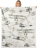 Aircraft Kids Throw Blanket,American Airplane Retro Bed Blanket for Girls Boys Adults,Air Vehicles Airplane Fleece Blanket,Beige Black Vintage Fuzzy Blanket,Throw Size (50 x 60 Inches)