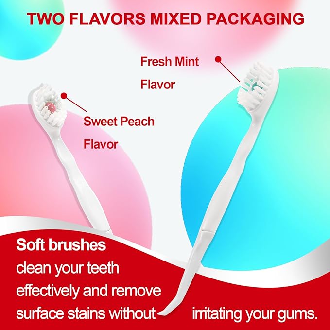 Mini Disposable Toothbrushes with Toothpaste and Toothpick, Tongue Cleaners, Reduce Bad Breath, Tongue Scraper, Prepasted Toothbrush, Pick for Work or Travel (Mix, 20pcs)