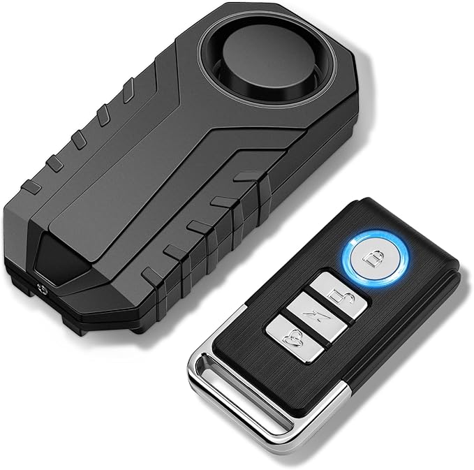 Bike Alarms for Ebikes, 113db Loud Ebike Alarm Anti Theft with Remote, Motion Sensor Scooter Alarm，Waterproof, Sensitivity Adjustable & SOS, for Motorcycle Bicycle Tricycle Mobility
