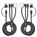 2Pack Travel Essentials,3 in 2 USB C Cable for Apple Watch Charger,iPhone Charger,Multi Charging Cable,Cruise Vacation Camping,Portable for iWatch Series 11-2/Ultra/SE & iPhone 17-12,Car,Black