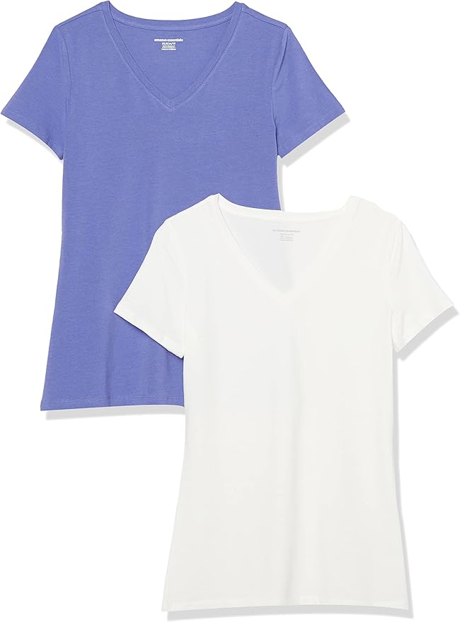 Amazon Essentials Women's Regular-Fit Short-Sleeve T-Shirt (Crewneck and V-Neck Options), Multipacks
