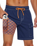 Men Swim Trunks with Compression Liner Quick Dry Breathable Multi Pockets for Summer Beach Cruise Water Park