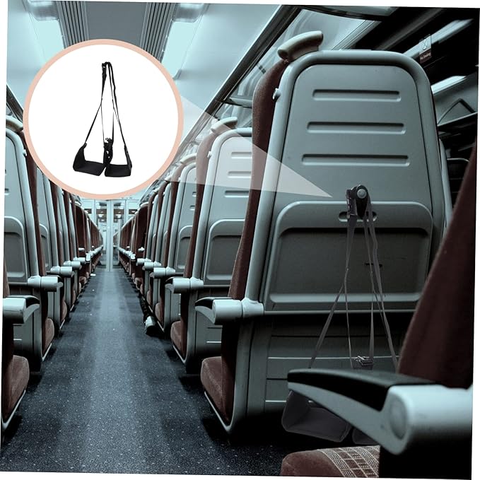 Airplane Footrest Hammock Adjustable Portable Foot Sling for Travel Oxford Cloth for Flights Relax Your Feet at Black